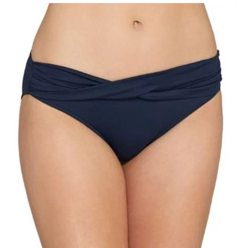 NWOT Seafolly 4 USA Solid Twist Hipster Bikini Bottom Black 122614