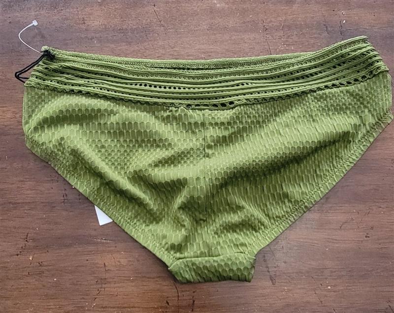 NWOT Robin Piccone Perla XS Green Crochet Banded Bikini Swim Bottom 123352