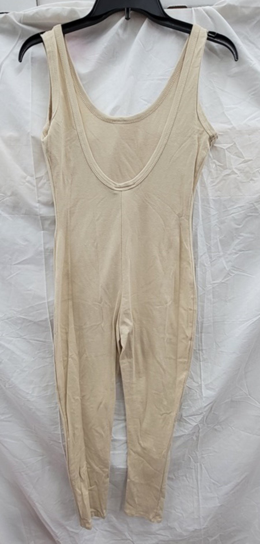 NWOT Jireh Clothing M Knit Scoop Jumper Jumpsuit Tan 123361