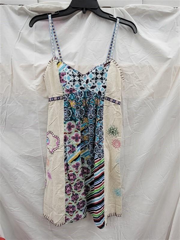 NWT Lucy & Co L Patchwork Embroidery Bohemian Pansy Cotton Dress 123363