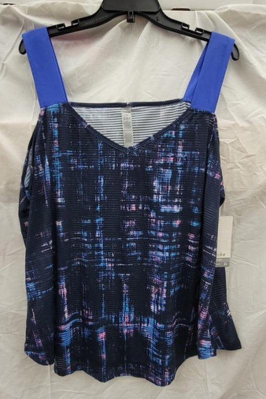 NWT Marika 1X Active Wear Tank Top Dazzling Blue 123364