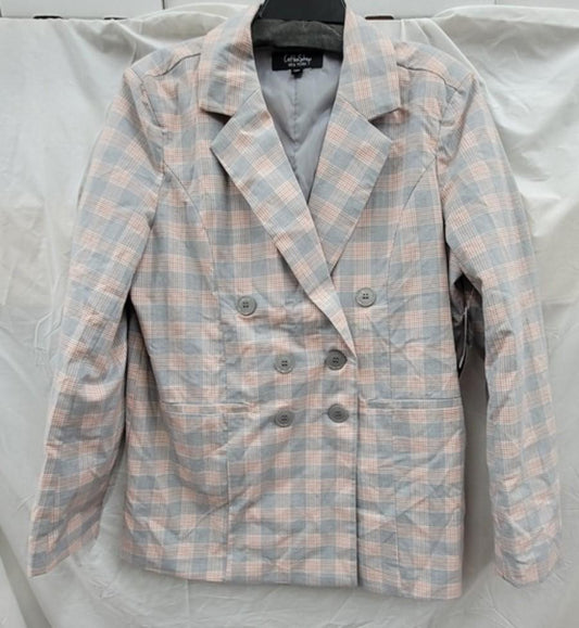 NWTD Coffee Shop New York L Gray Check Jacket Blazer 123366