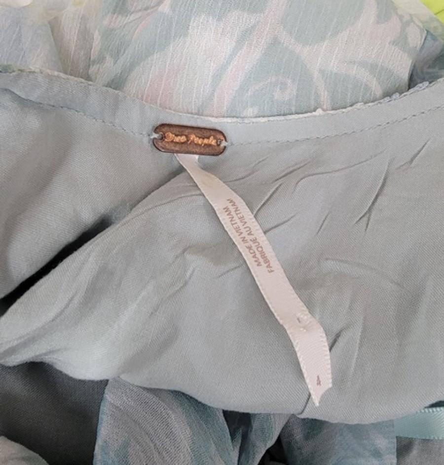 NWOT Free People 4 Heart to Heart Cocktail Dress Ruched Blue 123370