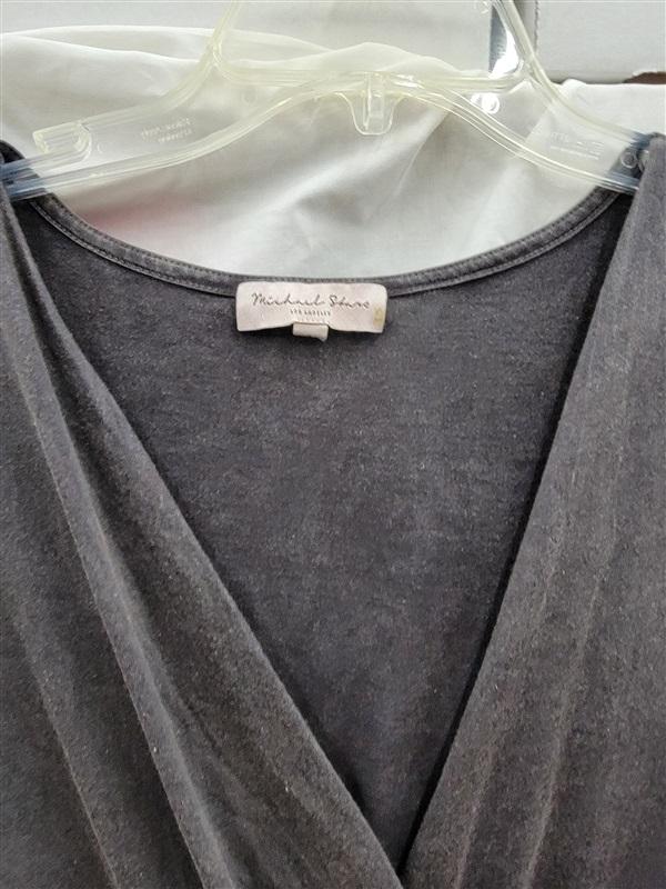 NWOT Michael Stars S Knit Jumper Romper Short Sleeve Surplice Gray 123372