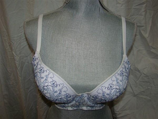 NWT OnGossamer 34DD Crop Bump-It-Up Bustier Bra G6955 Blue & White Floral 123391