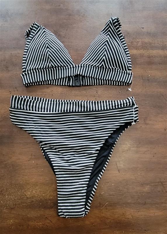 NWOT Seafolly 6 USA Go Overboard High Waist Bikini Top & Bottom Stripe 123394