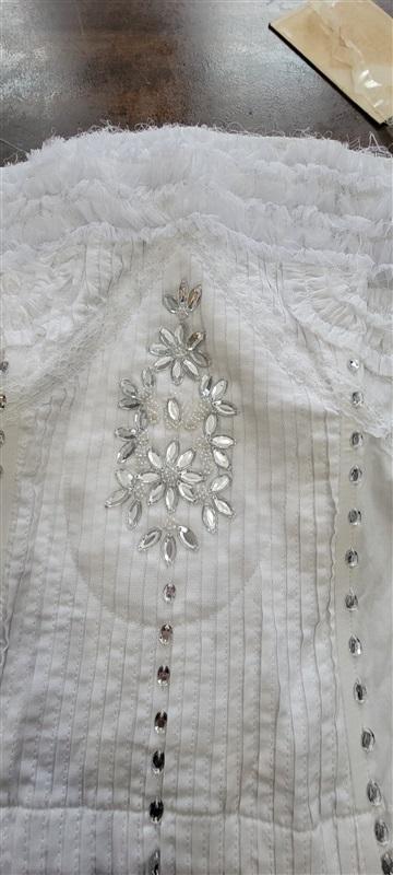 NWT Love Stitch S Rhinestone Pearl Lace Bustier Strapless Top 123404