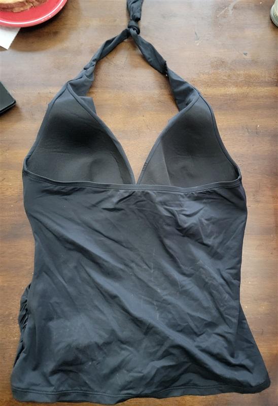 NWT La Blanca 4 Island Goddess Halter Tankini Top Swimsuit Top Black 123423