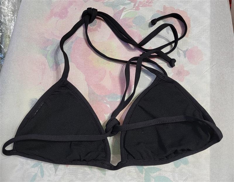 NWOT H&M Sequin S Bikini Swim Top Black Silver 123428