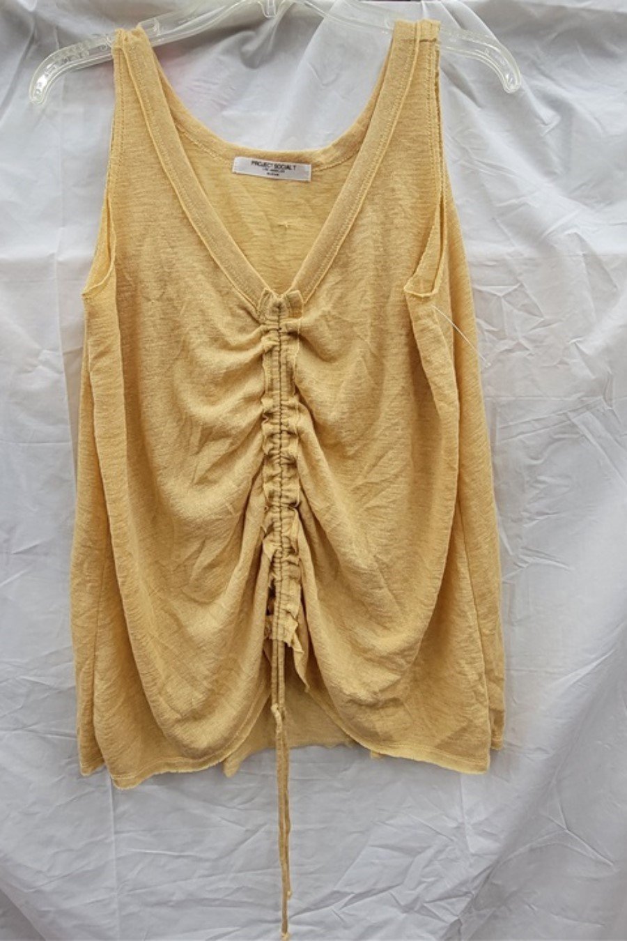 NWOT Project Social T Cassie Bohemian Raw hem Ruched Front Sleeves Top 123430