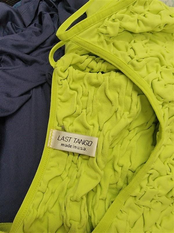 NWOT Last Tango S/M Lime Green Scoop Neck Ruched Seamless Dress 123431