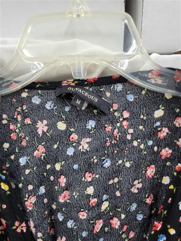 NWT Olivaceous Wrap Dress Short Sleeve Black Floral 123433