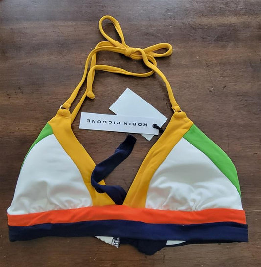NWT Robin Piccone S Casey Color Block Bikini Top 123434