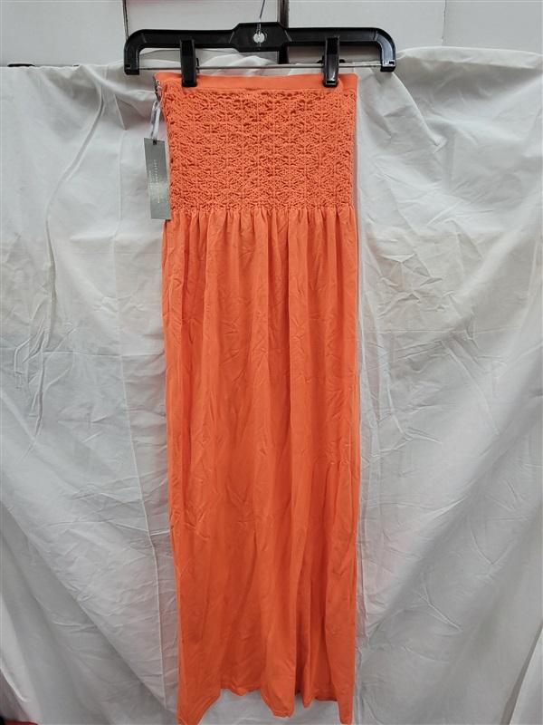 NWT Last Tango S/M Orange Ruched Seamless Tube Dress Long 123438