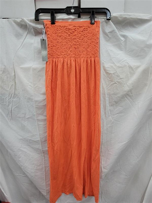 NWT Last Tango S/M Orange Ruched Seamless Tube Dress Long 123438