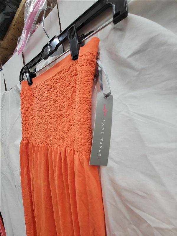 NWT Last Tango S/M Orange Ruched Seamless Tube Dress Long 123438