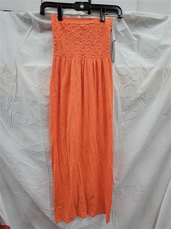 NWT Last Tango S/M Orange Ruched Seamless Tube Dress Long 123438