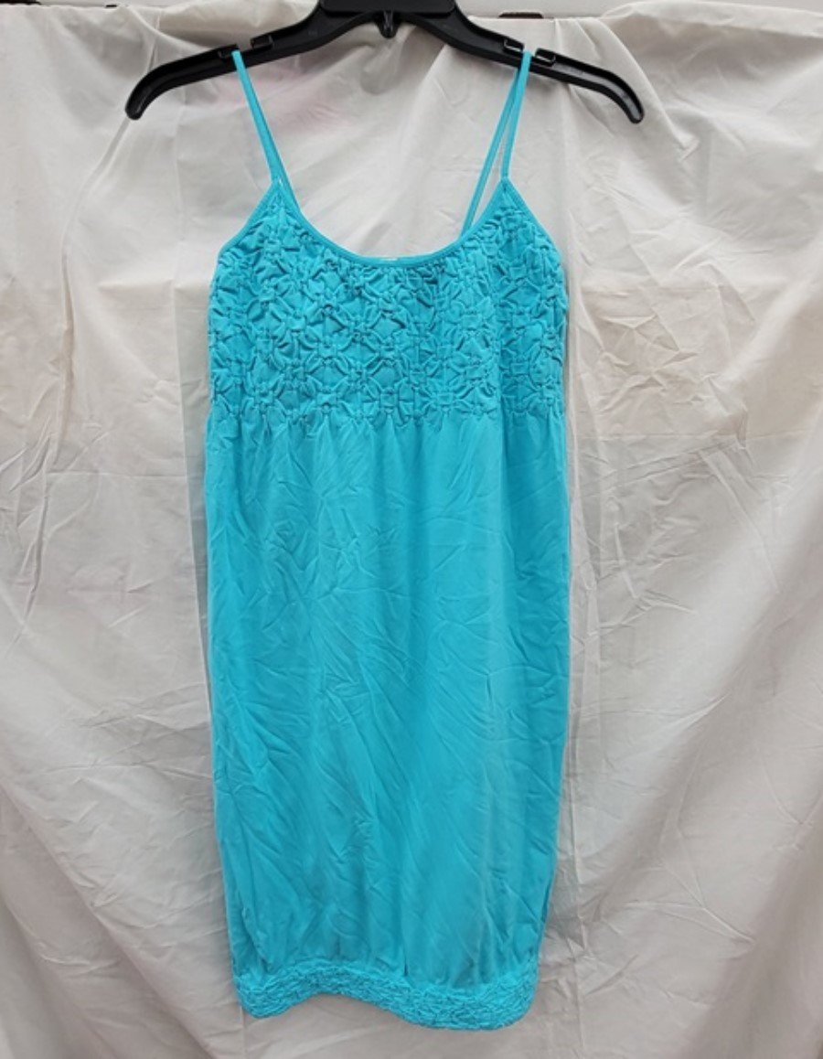 NWOT Last Tango S/M Aqua Blue Scoop Neck Ruched Seamless Dress 123440