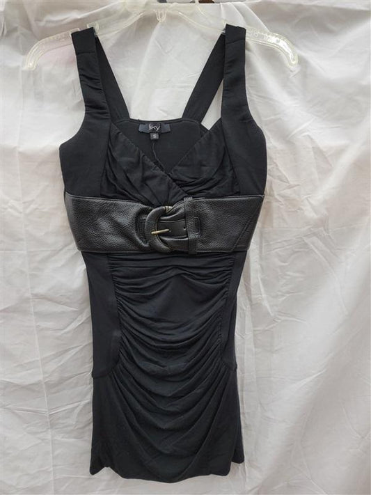 NWOT Sky S Drape Black Belted Club Mini Dress Tunic 123441