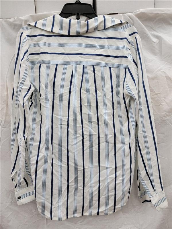 NWT WAYF XS Dean Lace Up Stripe Blue White Shirt 123442