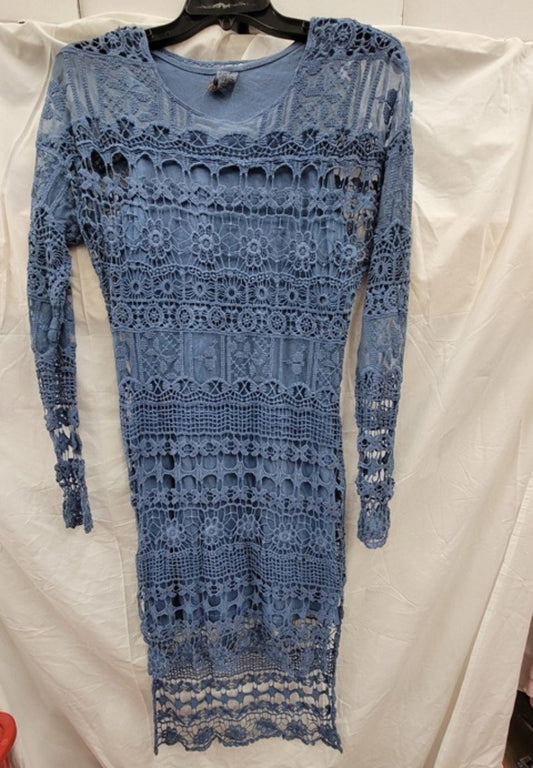 NWOT XCVI XS Crochet Blue Lace Overlay Dress 123443