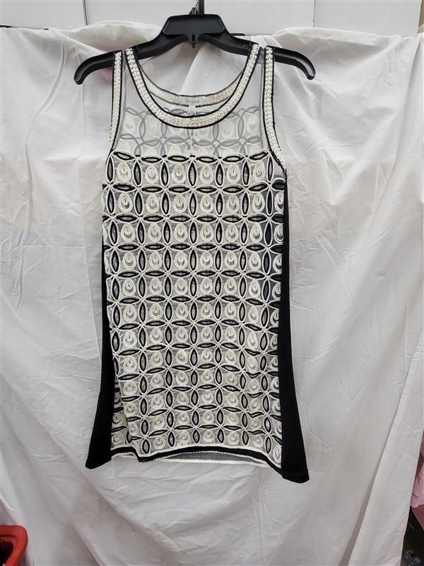 NWT Lucy Paris M Sheer Black White Cording Club Mini Dress 123447