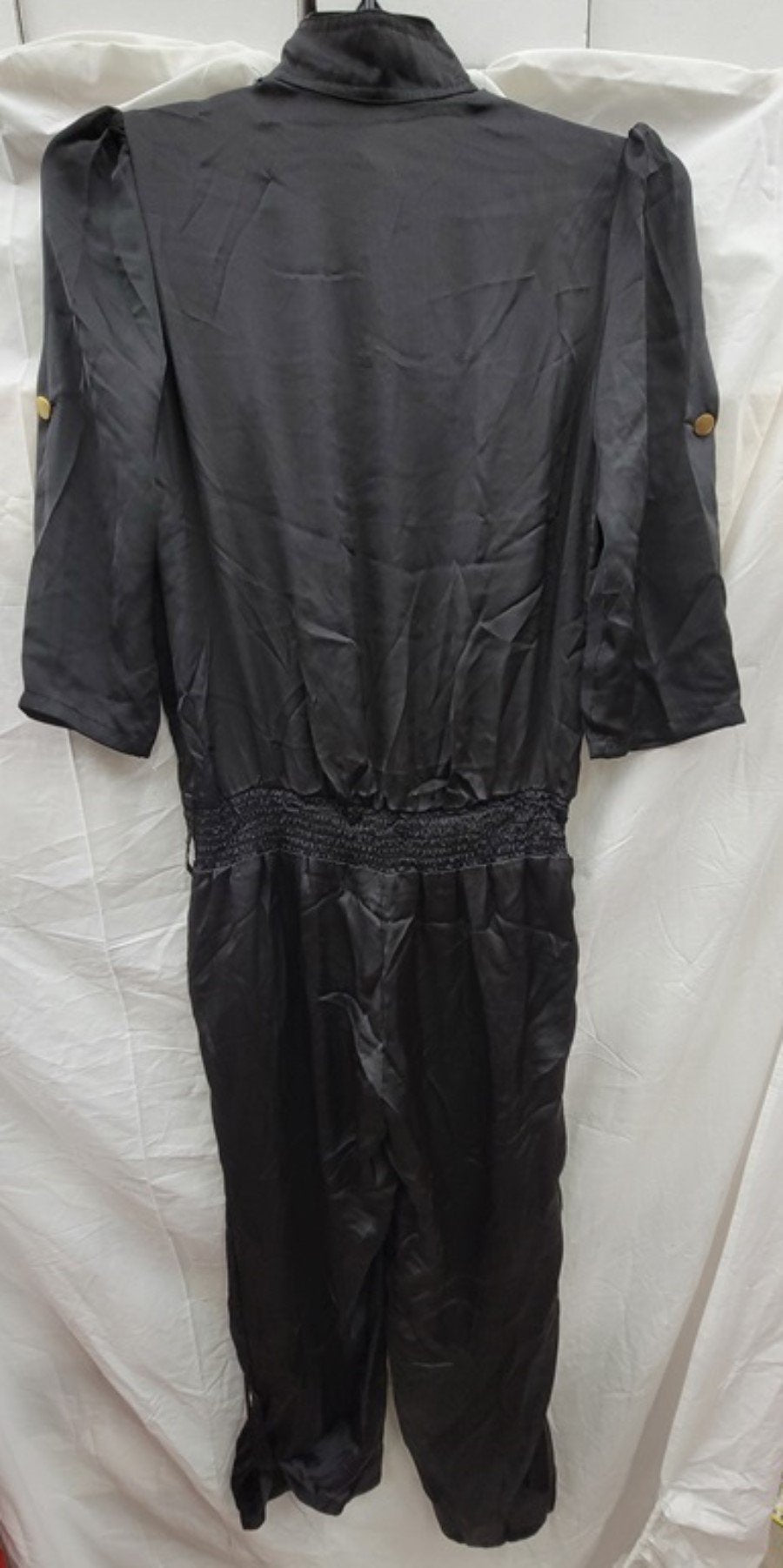 NWT Lucy Paris L Jumper Jumpsuit Black 3/4 Sleeve 123448