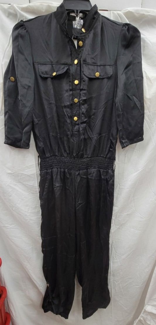 NWT Lucy Paris L Jumper Jumpsuit Black 3/4 Sleeve 123448