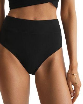 NWT Reiss 2 USA Cristina High Waist Bikini Bottom Black 123451