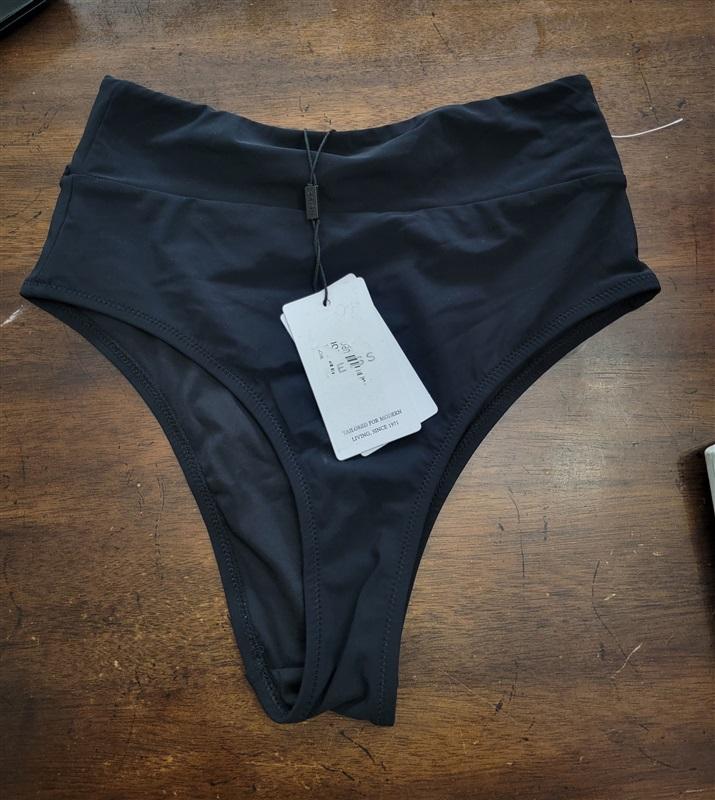 NWT Reiss 2 USA Cristina High Waist Bikini Bottom Black 123451