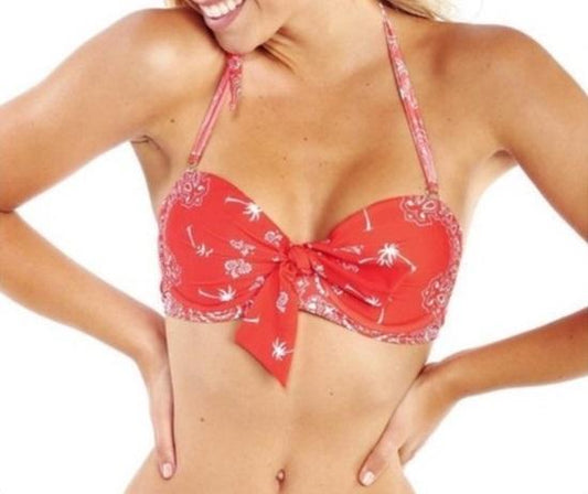 NWT Wildfox La Bandita XS Halter Paisley Palm Bandeau Bikini Swim Top 123452