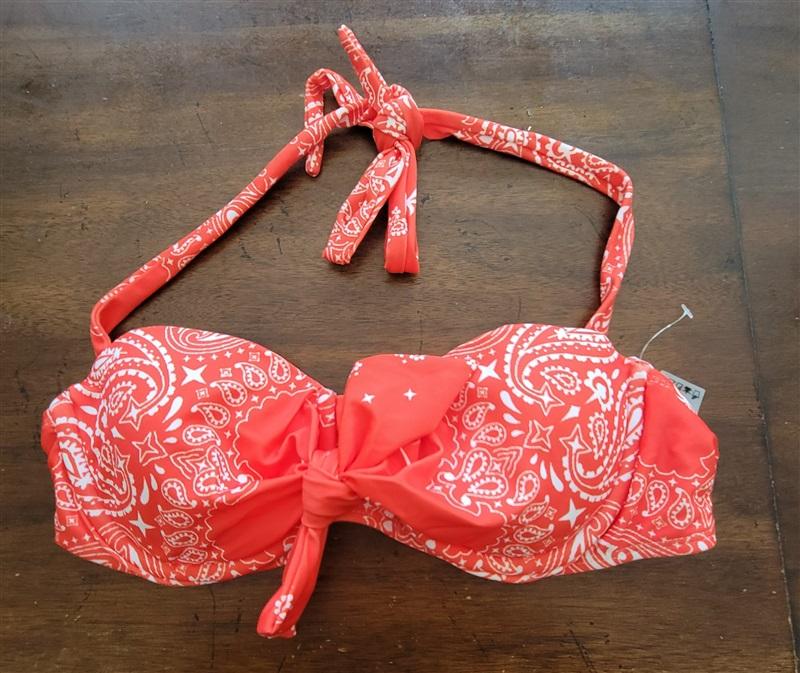 NWT Wildfox La Bandita XS Halter Paisley Palm Bandeau Bikini Swim Top 123452