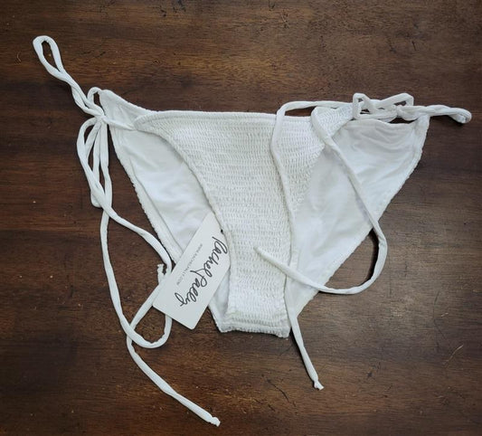 NWT Rachel Pally S Malta Tie Side Bikini Swim Bottom White Ruched 123455