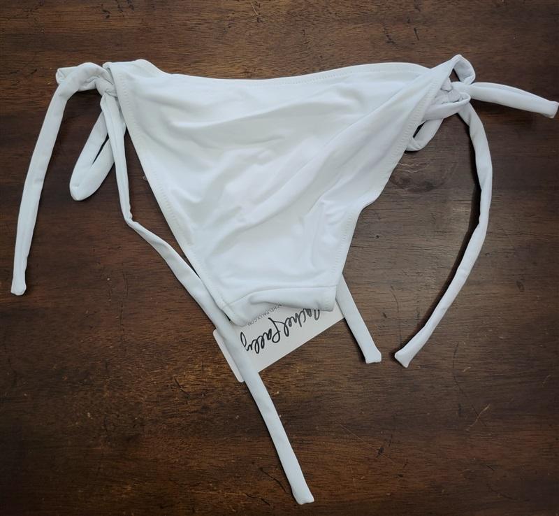 NWT Rachel Pally XS San Felipe Tie Side Bikini Swim Bottom White Ring 123457