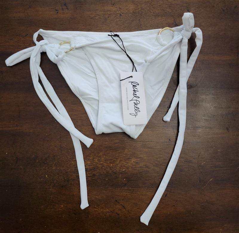 NWT Rachel Pally XS San Felipe Tie Side Bikini Swim Bottom White Ring 123457