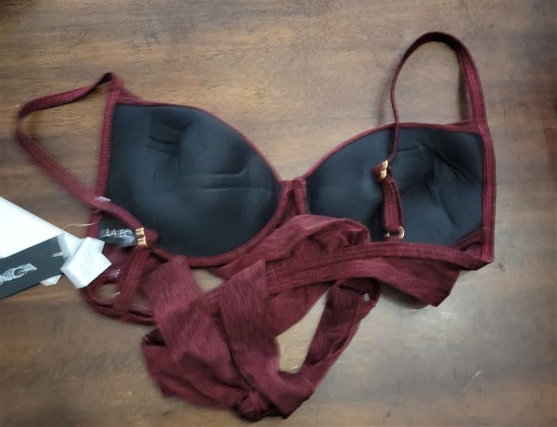 NWT La Blanca 4 Crimson Wrap Underwired Halter Bikini Swim Top 123462