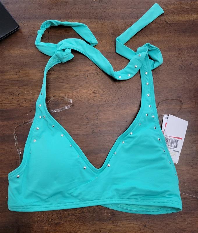 NWT Michael Kors S Choker Bikini Top Studded Aqua Swimsuit 123465