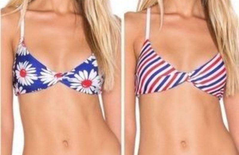 NWT Wildfox Reversible Daisy & Stripe Bikini Swim Set 123467
