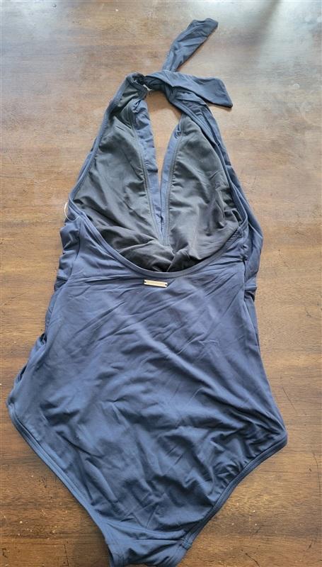 NWOTD MICHAEL KORS 8 Blue Solid Convertible Twist 1PC Swimsuit 123470