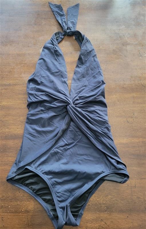 NWOTD MICHAEL KORS 8 Blue Solid Convertible Twist 1PC Swimsuit 123470