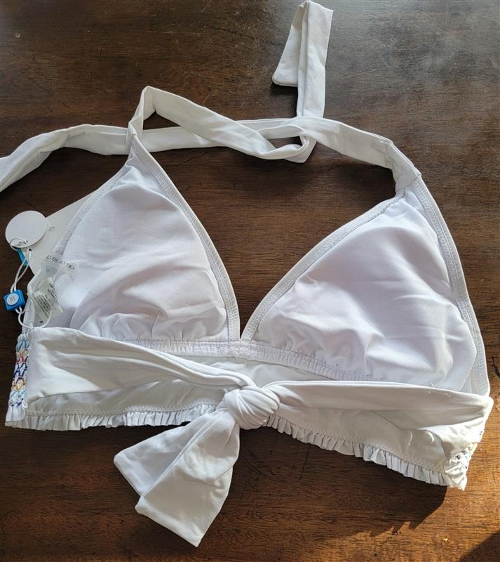 NWTD Bleu Rod Beattie Rouge 6 Solid Banded Halter Triangle Bikini Top 123487