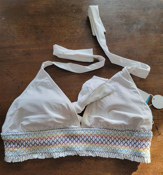 NWTD Bleu Rod Beattie Rouge 6 Solid Banded Halter Triangle Bikini Top 123487