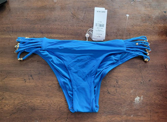 NWT Pilyq S Bali Blue Braided Santa Clara Teeny Bikini Swim Bottoms Blue 123491