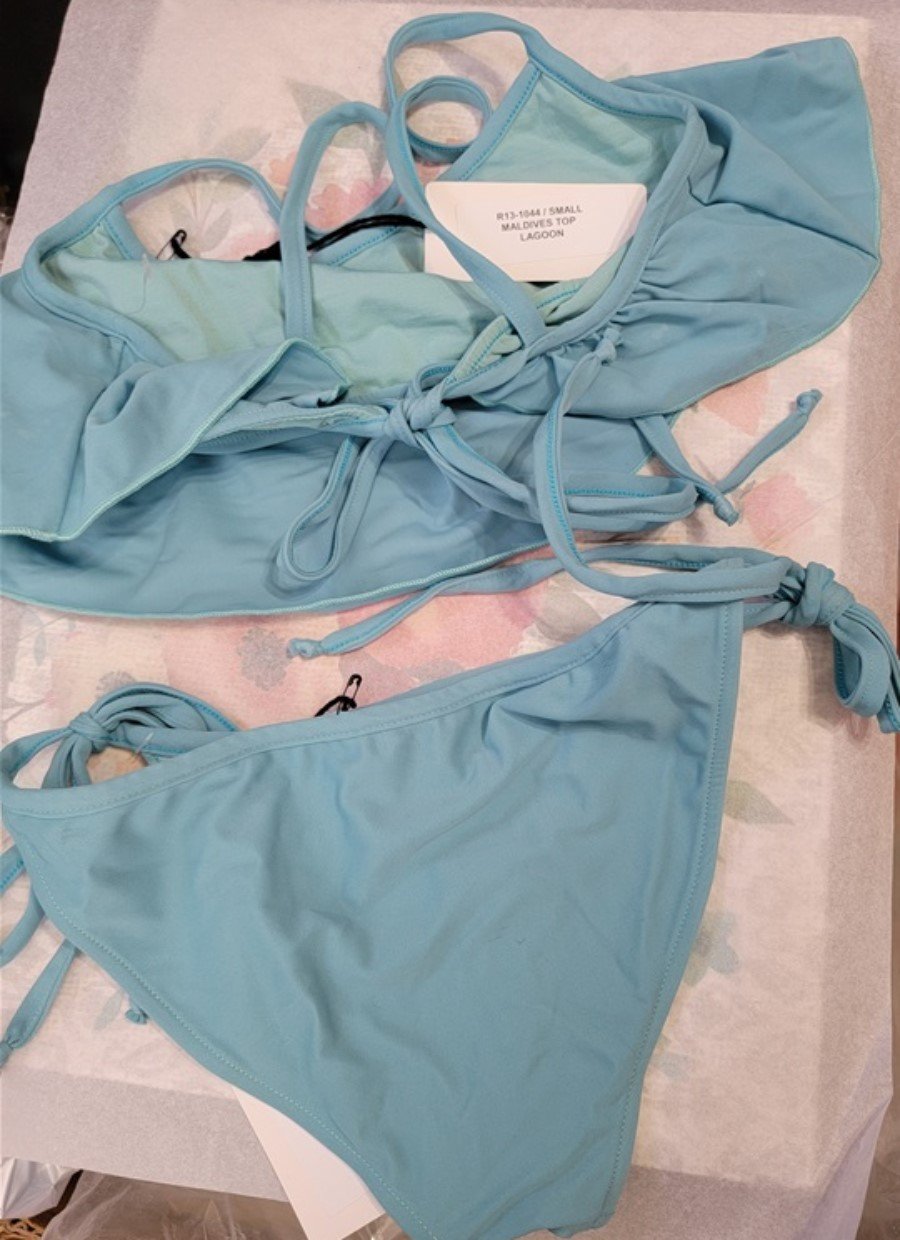 NWT Rachel Pally S Maldives Flutter Top Tie Side Bikini Swim Bottom Blue 123500