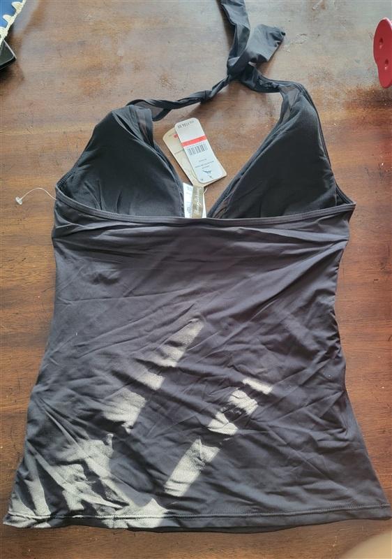 NWT Tommy Bahama XS Mesh V neck Long Tankini Black 123506