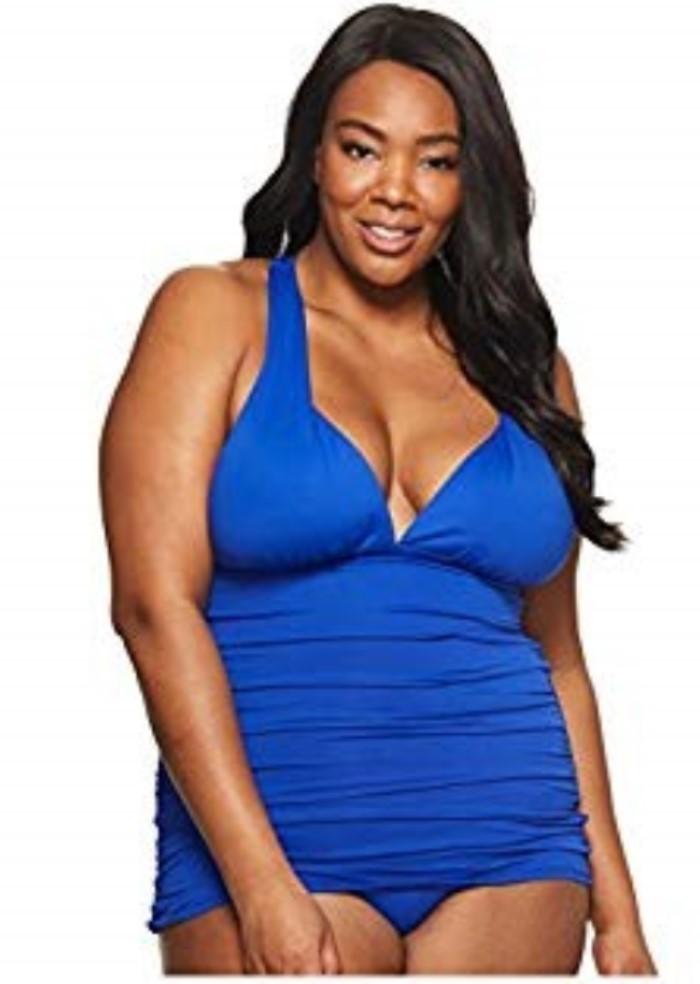 NWT Ralph Lauren 20W Beach Club Plunge Halter Skirted 1 Piece Swimsuit 123528