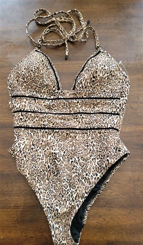 NWOT Bar III SM Bonita Cheetah Strappy Tie Back 1PC Swimsuit 123549