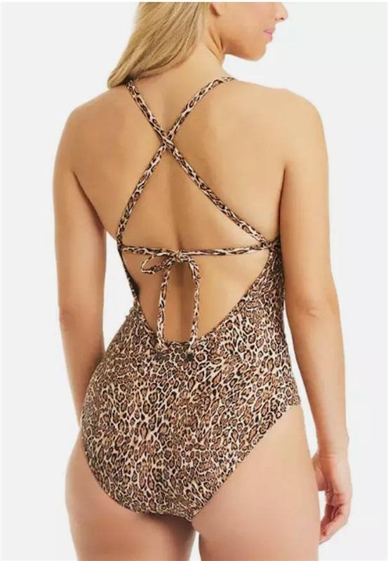 NWOT Bar III SM Bonita Cheetah Strappy Tie Back 1PC Swimsuit 123549