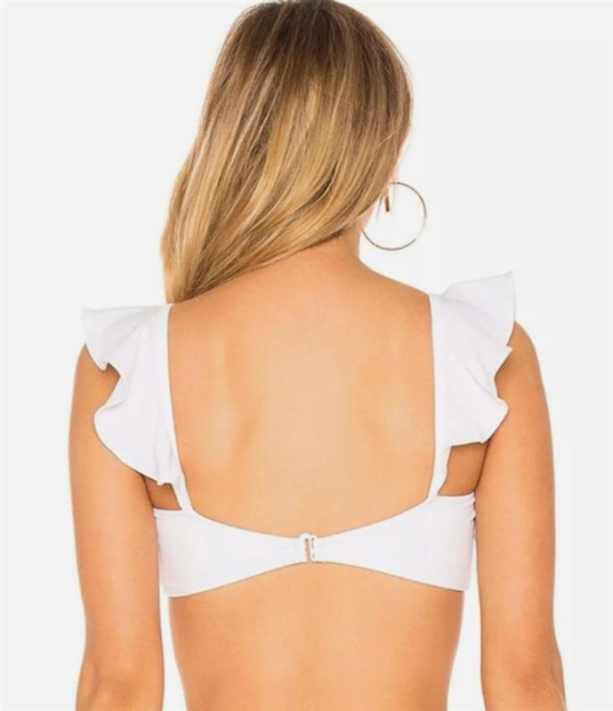 NWTD Rachel Pally S Ruffle Top Bikini Swim White 123551