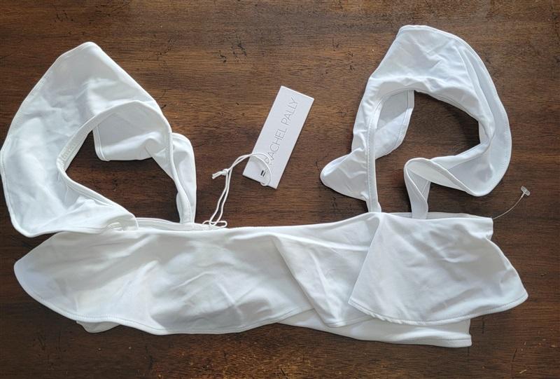 NWTD Rachel Pally S Ruffle Top Bikini Swim White 123551
